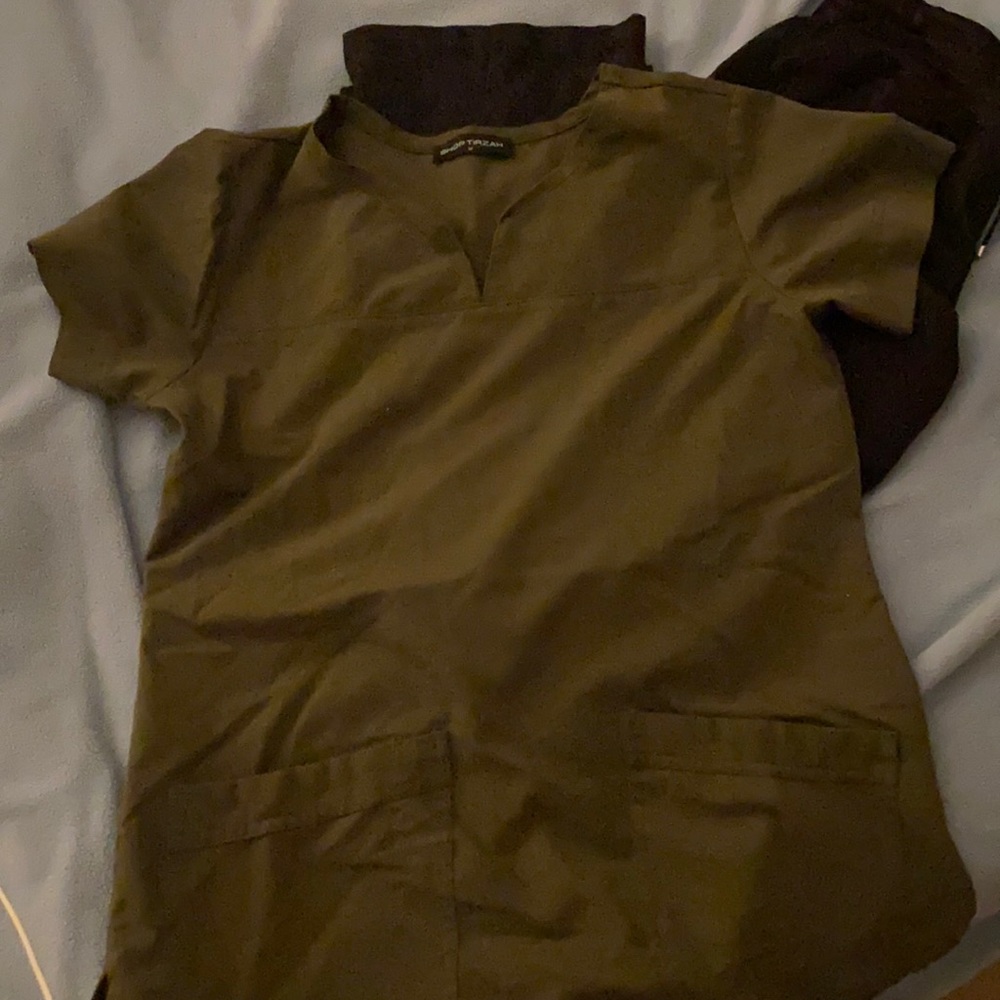 Medium olive green scrub top